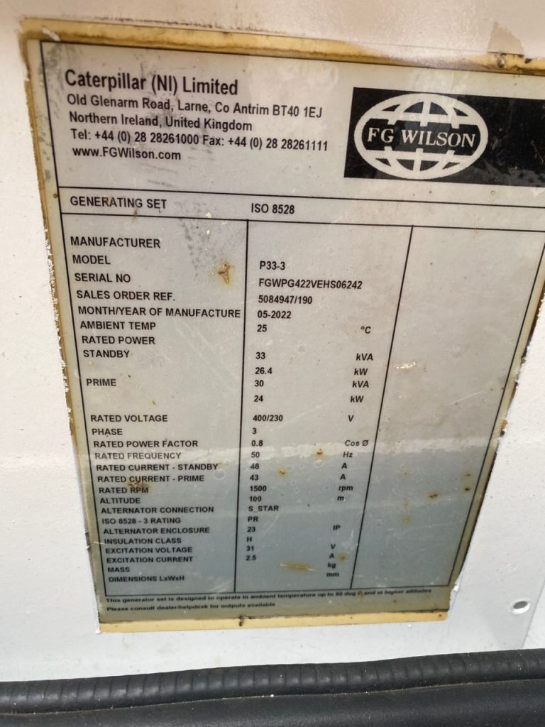 33KVA FG Wilson Soundproof Diesel Generator