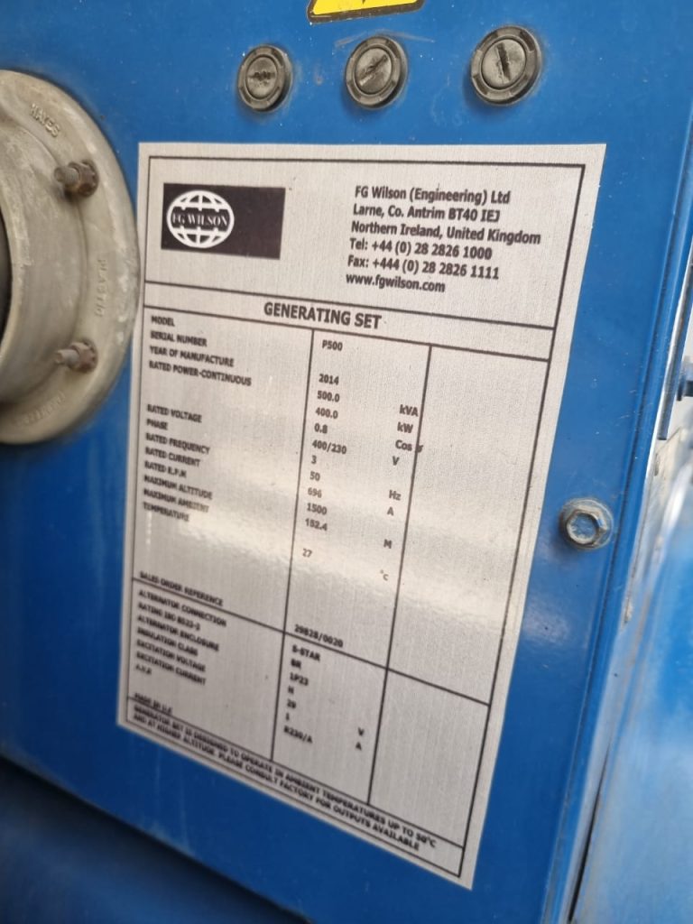 500KVA FG Wilson Soundproof Diesel Generator(2800 Series)